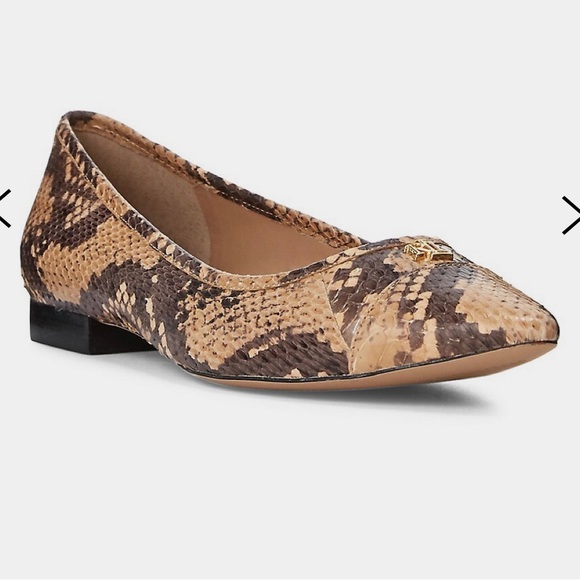 Ralph Lauren SnakePrint- Leather Ballet Plat Shoes - Picture 2 of 4